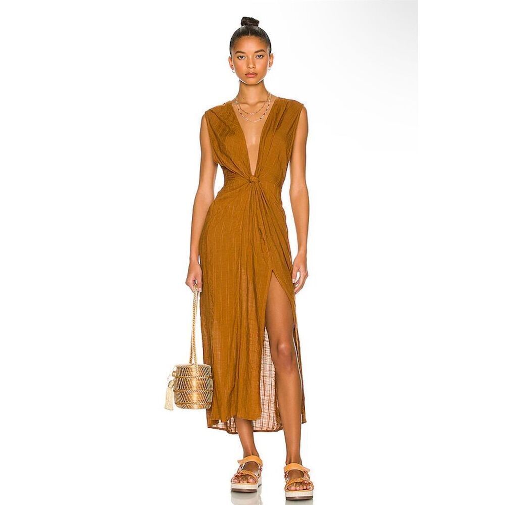 L Space  NWT Down the Line Sleeveless Midi Cover-Up Dress in Amber Size S